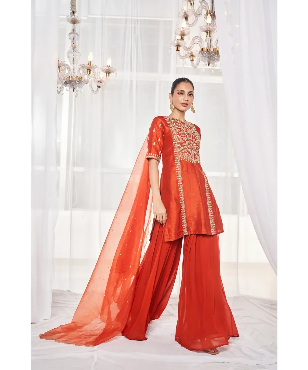 DISHA MUCHHALA- Burnt Orange Pant Set